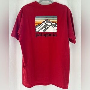 Patagonia Fitz Roy Horizons Icon Responsibili-tee Tshirt Red with Pocket